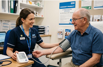 NHS Community Pharmacy Hypertension Case-Finding Service: Blood Pressure Checks and Follow-up